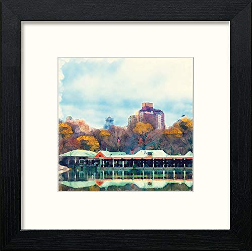 lumartos New York Central Park (loeb Boathouse) – Black Wood Frame Wall Art – Framed Wall Art Print by Lumartos Premium Home Décor