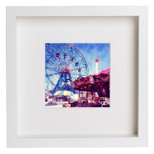 lumartos New York City Collection Coney Island 150 – White Frame Wall Art – Framed Wall Art Print by Lumartos Premium Home Décor
