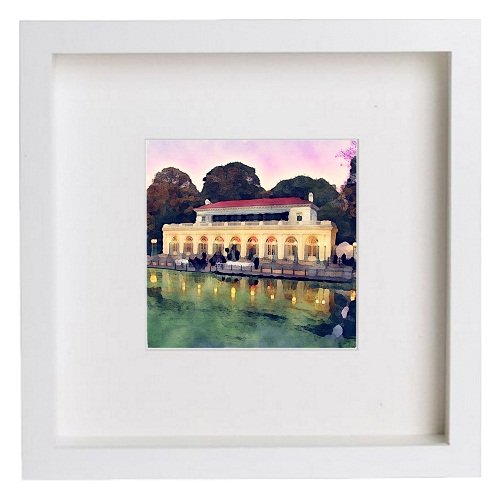lumartos New York City Collection Prospect Park Boathouse 151 – White Frame – Framed Wall Art Print by Lumartos Premium Home Décor