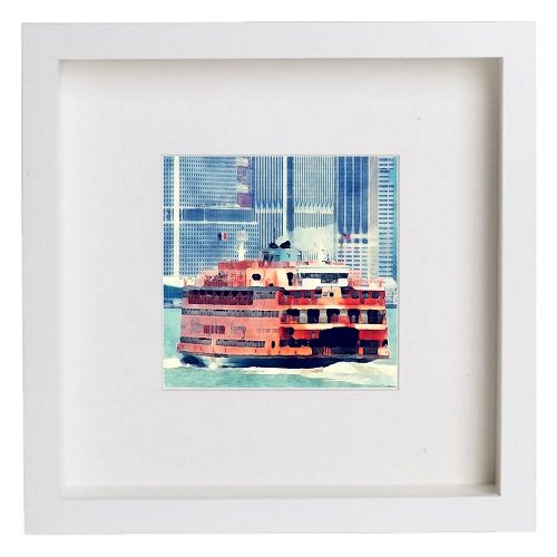 lumartos New York City Collection Stattan Island Ferry 154 – White Frame Wal – Framed Wall Art Print by Lumartos Premium Home Décor