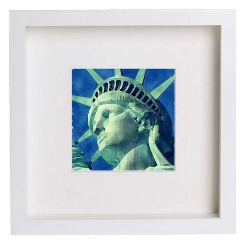 lumartos New York City Collection The Statue Of Liberty 158 – White Frame Wa – Framed Wall Art Print by Lumartos Premium Home Décor