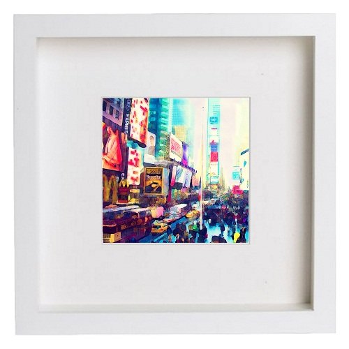 lumartos New York City Collection Times Square 159 – White Frame Wall Art – Framed Wall Art Print by Lumartos Premium Home Décor