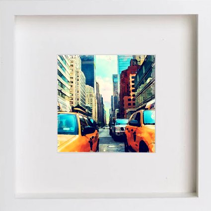 lumartos New York City Collection Yellow Cabs 160 – White Frame Wall Art – Framed Wall Art Print by Lumartos Premium Home Décor