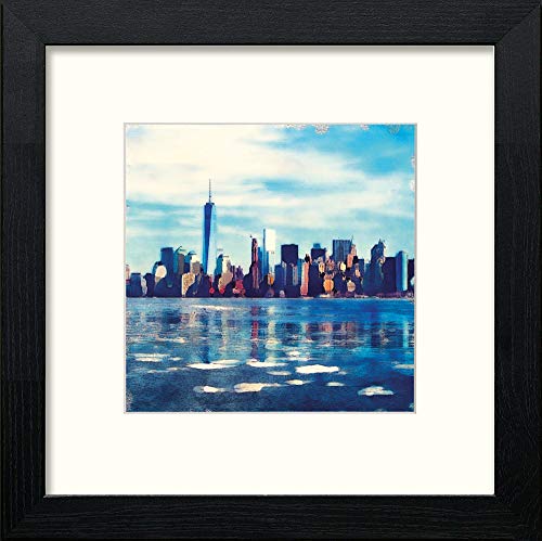 lumartos New York Manhattan Skyline – Black Wood Frame Wall Art – Framed Wall Art Print by Lumartos Premium Home Décor
