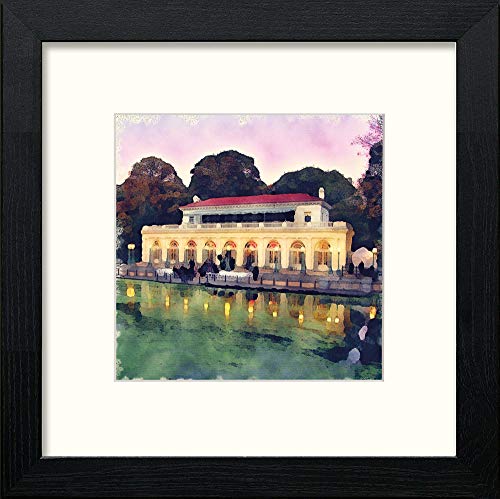 lumartos New York Prospect Park Boathouse – Black Wood Frame Wall Art – Framed Wall Art Print by Lumartos Premium Home Décor