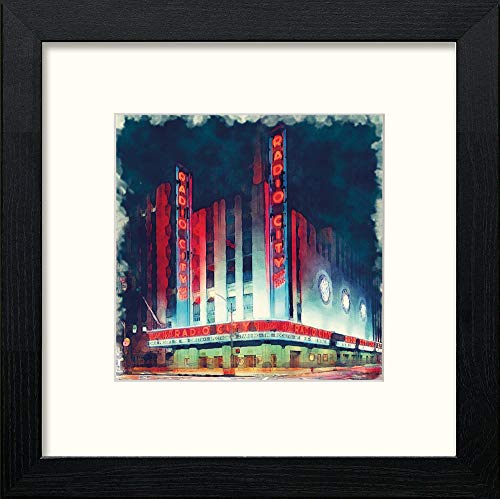 lumartos New York Radio City – Black Wood Frame Wall Art – Framed Wall Art Print by Lumartos Premium Home Décor