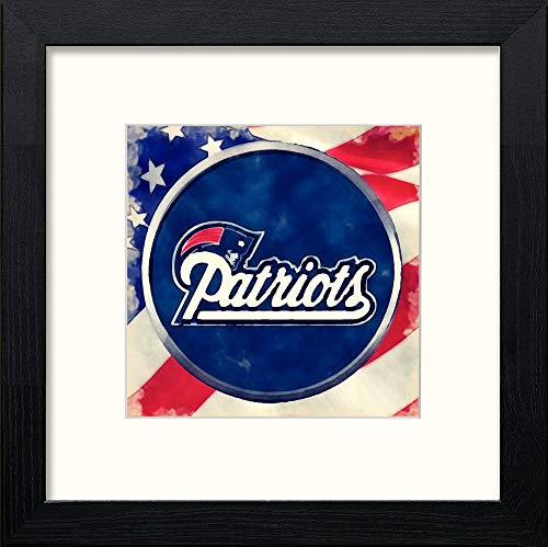 lumartos NFL Patriots Badge – Black Wood Frame Wall Art – Framed Wall Art Print by Lumartos Premium Home Décor