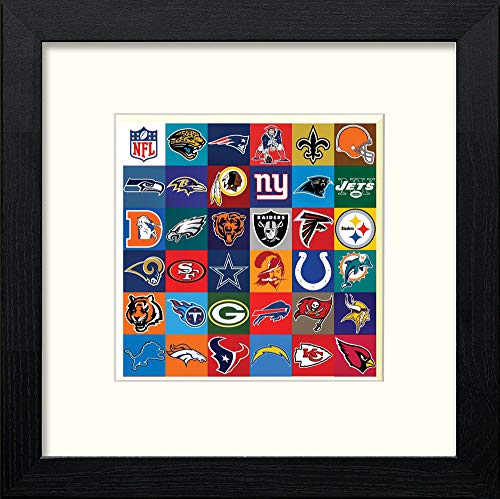 lumartos NFL Team Badges – Black Wood Frame Wall Art – Framed Wall Art Print by Lumartos Premium Home Décor