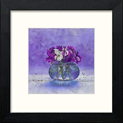 lumartos Pansies In Water – Black Wood Frame Wall Art – Framed Wall Art Print by Lumartos Premium Home Décor