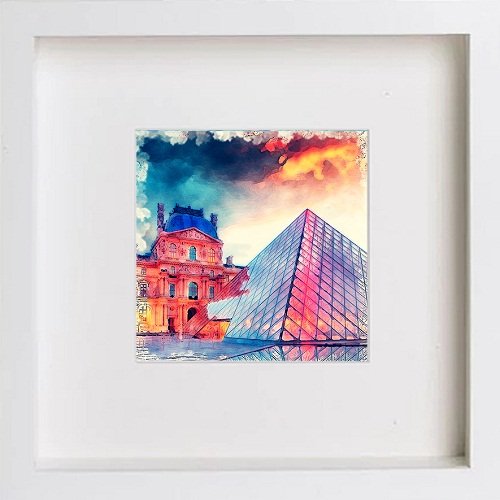 lumartos Paris Collection The Louvre 166 – White Frame Wall Art – Framed Wall Art Print by Lumartos Premium Home Décor