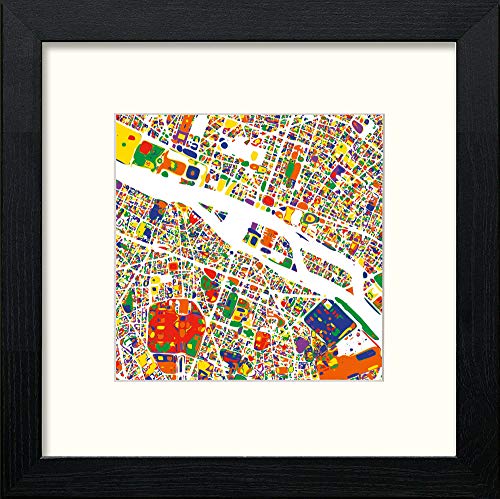 lumartos Paris Map – Black Wood Frame Wall Art – Framed Wall Art Print by Lumartos Premium Home Décor