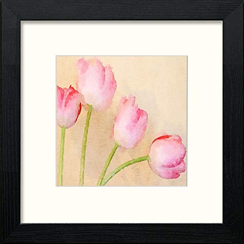 lumartos Pink Tulips – Black Wood Frame Wall Art – Framed Wall Art Print by Lumartos Premium Home Décor