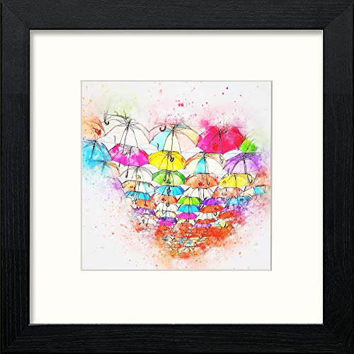 lumartos Portugal Umbrellas – Black Wood Frame Wall Art – Framed Wall Art Print by Lumartos Premium Home Décor