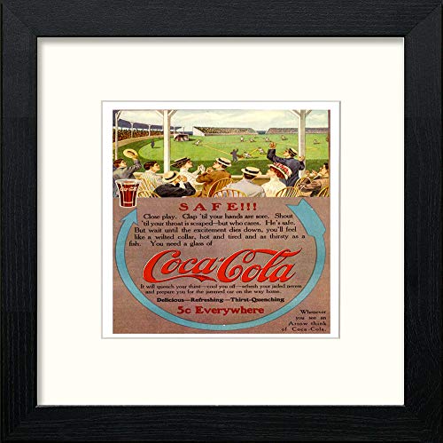 lumartos Poster Vintage Coca Cola Baseball Advert – Black Wood Frame Wall Art – Framed Wall Art Print by Lumartos Premium Home Décor