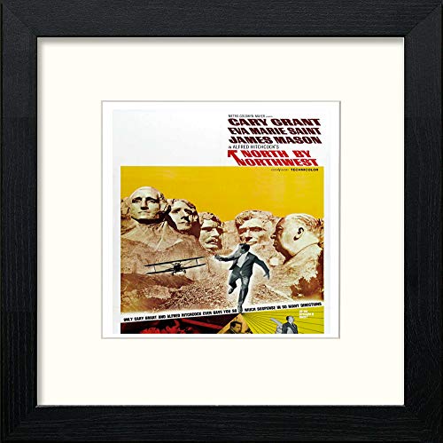 lumartos Poster Vintage Hitchcock North By Northwest – Black Wood Frame Wall – Framed Wall Art Print by Lumartos Premium Home Décor