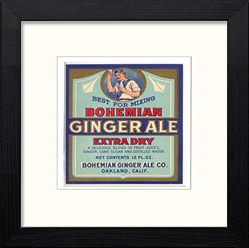 lumartos Poster Vintage Label Ginger Ale – Black Wood Frame Wall Art – Framed Wall Art Print by Lumartos Premium Home Décor