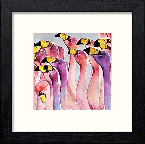 lumartos Pretty Flamingo – Black Wood Frame Wall Art – Framed Wall Art Print by Lumartos Premium Home Décor