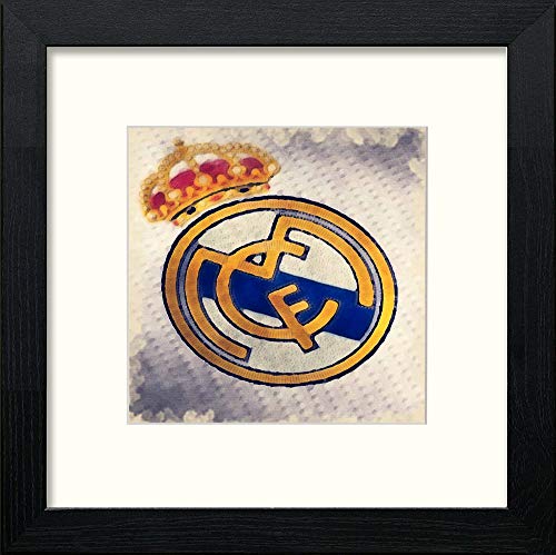 lumartos Real Madrid Badge – Black Wood Frame Wall Art – Framed Wall Art Print by Lumartos Premium Home Décor