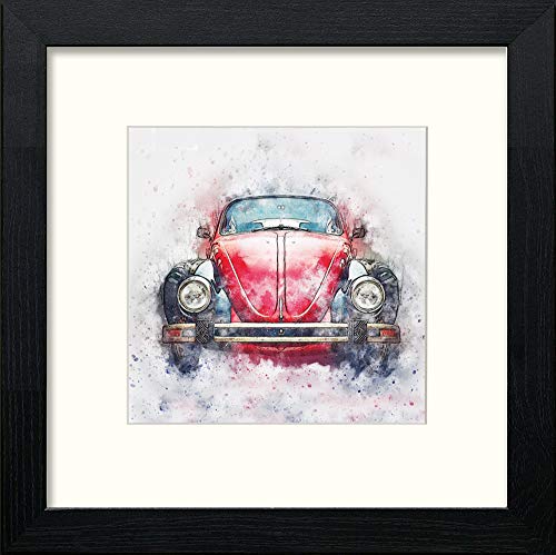 lumartos Red Beetle – Black Wood Frame Wall Art – Framed Wall Art Print by Lumartos Premium Home Décor