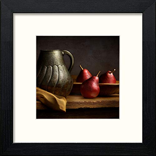 lumartos Red Pears Still Life – Black Wood Frame Wall Art – Framed Wall Art Print by Lumartos Premium Home Décor