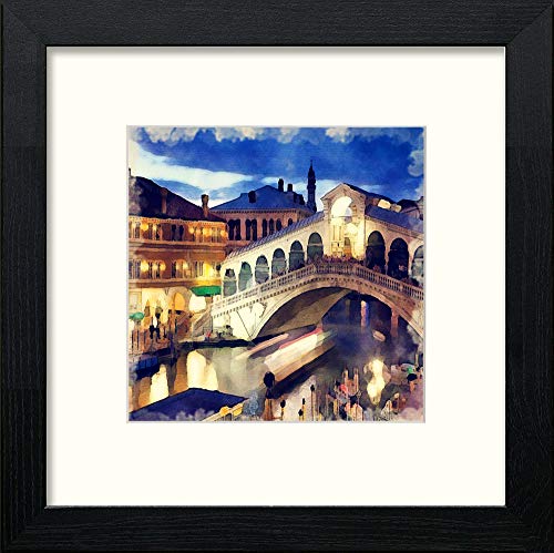 lumartos Rialto Bridge Venice – Black Wood Frame Wall Art – Framed Wall Art Print by Lumartos Premium Home Décor
