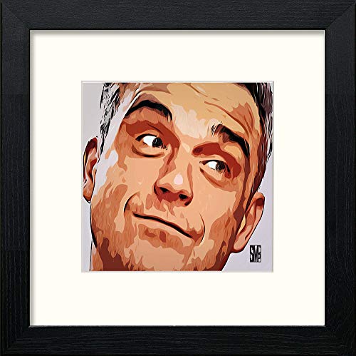 lumartos Robbie Williams – Black Wood Frame Wall Art – Framed Wall Art Print by Lumartos Premium Home Décor