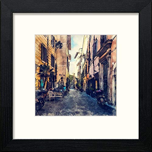 lumartos Rome Back Street – Black Wood Frame Wall Art – Framed Wall Art Print by Lumartos Premium Home Décor
