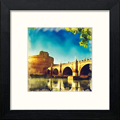 lumartos Rome Castel Sant Angelo – Black Wood Frame Wall Art – Framed Wall Art Print by Lumartos Premium Home Décor