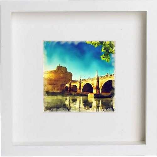 lumartos Rome Collection Castel Sant Angelo 179 – White Frame Wall Art – Framed Wall Art Print by Lumartos Premium Home Décor