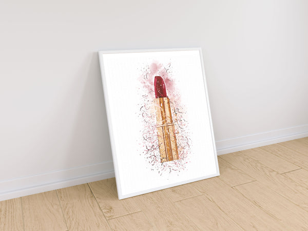 lumartos Rose Gold Lipstick Splash Beauty Print – A4 Frame Wall Art – Framed Wall Art Print by Lumartos Premium Home Décor
