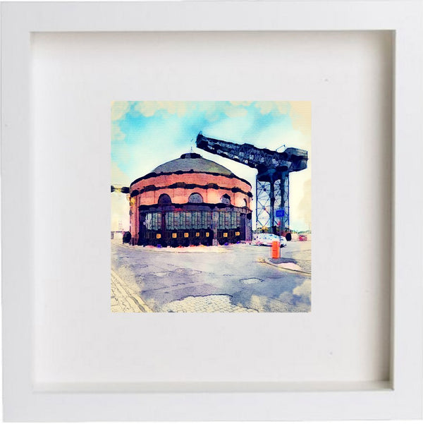 lumartos Rotunda And Finnieston Crane Glasgow Scotland 181 – White Frame Wa – Framed Wall Art Print by Lumartos Premium Home Décor