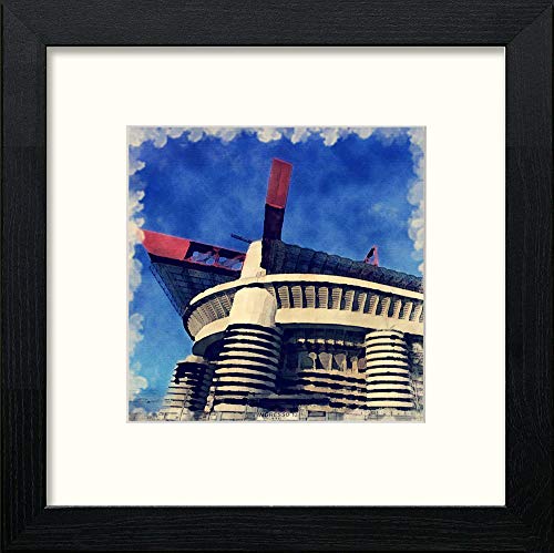 lumartos San Siro Stadium – Black Wood Frame Wall Art – Framed Wall Art Print by Lumartos Premium Home Décor