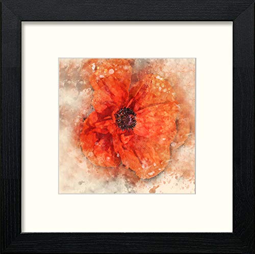 lumartos Single Red Poppy – Black Wood Frame Wall Art – Framed Wall Art Print by Lumartos Premium Home Décor