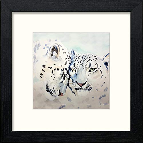 lumartos Snow Leopard – Black Wood Frame Wall Art – Framed Wall Art Print by Lumartos Premium Home Décor