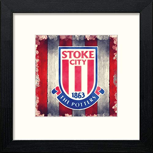 lumartos Stoke FC Badge – Black Wood Frame Wall Art – Framed Wall Art Print by Lumartos Premium Home Décor