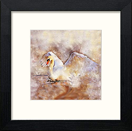 lumartos Swan Lake – Black Wood Frame Wall Art – Framed Wall Art Print by Lumartos Premium Home Décor