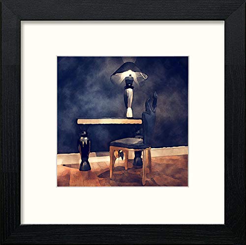lumartos Table And Chair – Black Wood Frame Wall Art – Framed Wall Art Print by Lumartos Premium Home Décor
