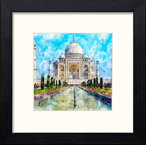 lumartos Taj Mahal – Black Wood Frame Wall Art – Framed Wall Art Print by Lumartos Premium Home Décor
