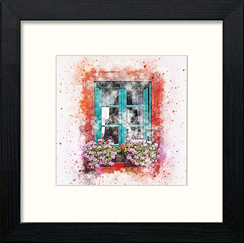 lumartos The Green Window – Black Wood Frame Wall Art – Framed Wall Art Print by Lumartos Premium Home Décor
