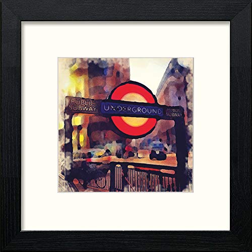lumartos The London Underground Sign Over Stairs – Black Wood Frame Wall Art – Framed Wall Art Print by Lumartos Premium Home Décor