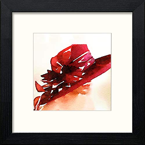 lumartos The Red Hat – Black Wood Frame Wall Art – Framed Wall Art Print by Lumartos Premium Home Décor