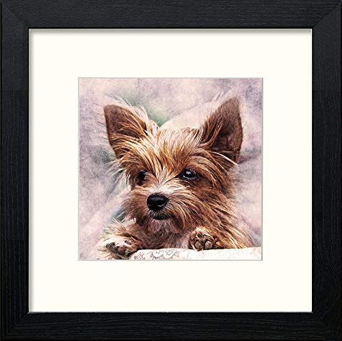lumartos Tiny Terrier – Black Wood Frame Wall Art – Framed Wall Art Print by Lumartos Premium Home Décor