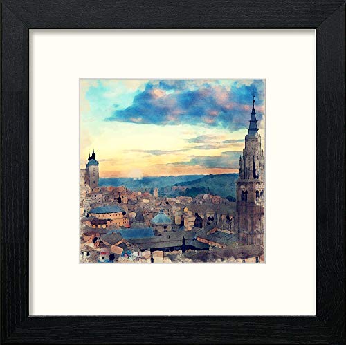 lumartos Toledo Skyline – Black Wood Frame Wall Art – Framed Wall Art Print by Lumartos Premium Home Décor