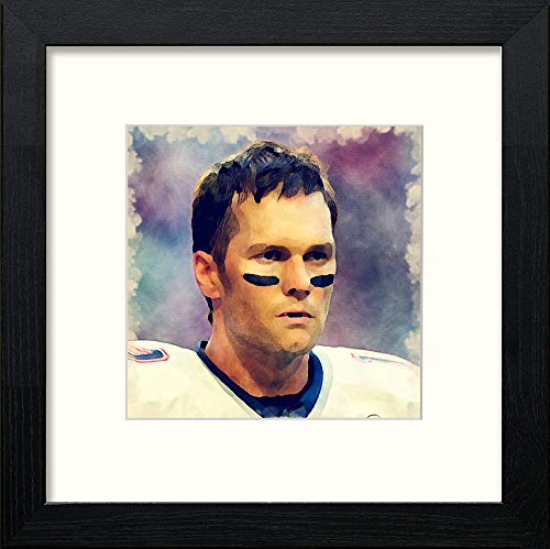 lumartos Tom Brady – Black Wood Frame Wall Art – Framed Wall Art Print by Lumartos Premium Home Décor