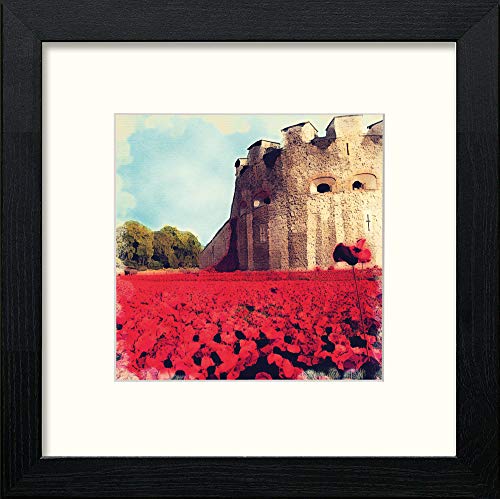 lumartos Tower Of London Poppies – Black Wood Frame Wall Art – Framed Wall Art Print by Lumartos Premium Home Décor