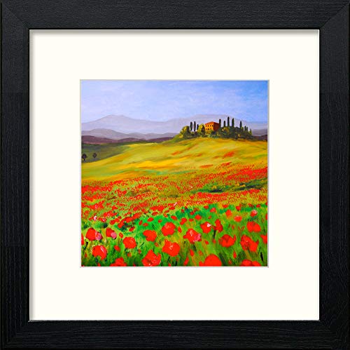 lumartos Tuscany Poppies – Black Wood Frame Wall Art – Framed Wall Art Print by Lumartos Premium Home Décor