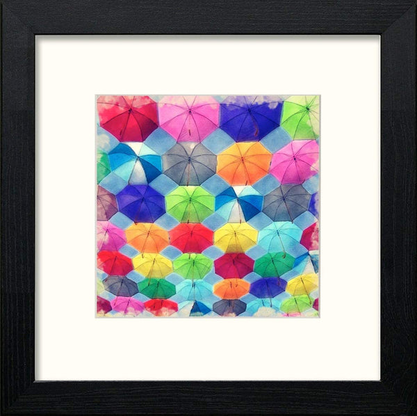 lumartos Umbrellas – Black Wood Frame Wall Art – Framed Wall Art Print by Lumartos Premium Home Décor
