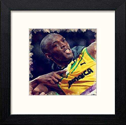 lumartos Usain Bolt – Black Wood Frame Wall Art – Framed Wall Art Print by Lumartos Premium Home Décor