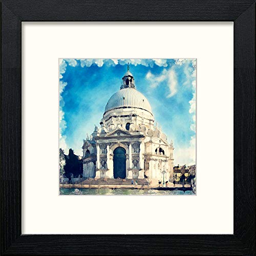lumartos Venice Church – Black Wood Frame Wall Art – Framed Wall Art Print by Lumartos Premium Home Décor