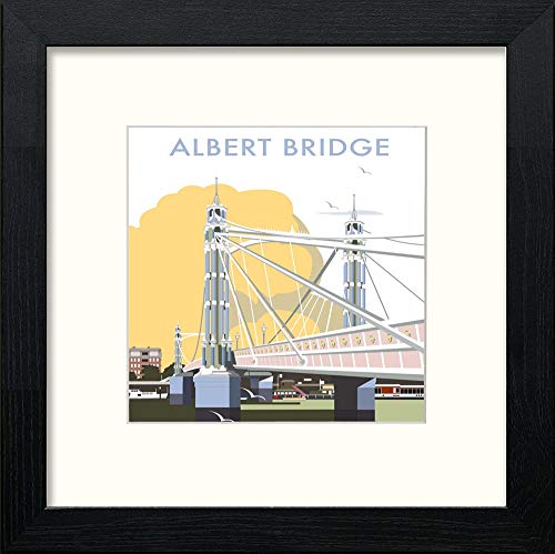 lumartos Vintage Albert Bridge Poster – Black Wood Frame Wall Art – Framed Wall Art Print by Lumartos Premium Home Décor